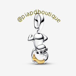 Pandora Two-tone Movable Monkey Dangle Charm